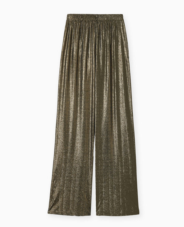 Pantalon fluide en tissu texturé avec lurex argenté doré - Pimkie