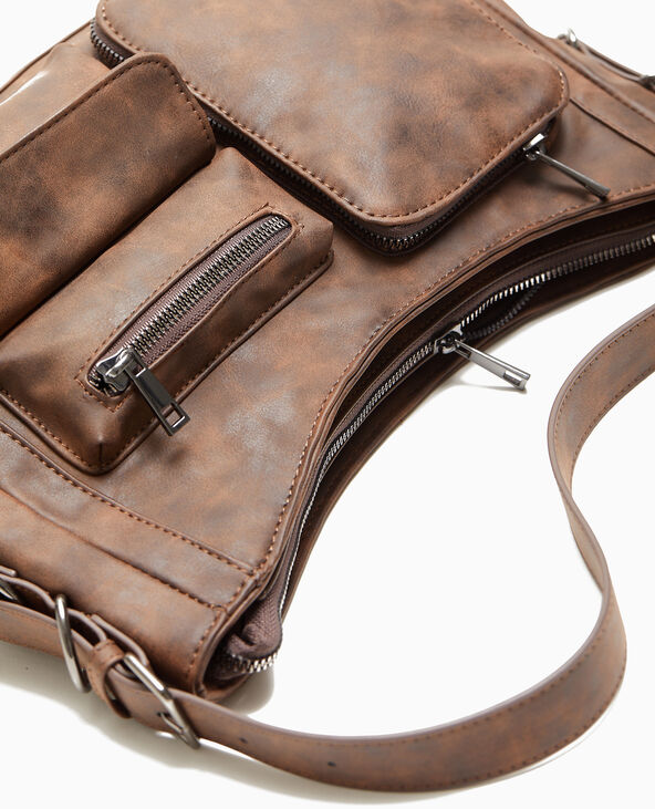 Sac multipoche effet cuir usé marron - Pimkie