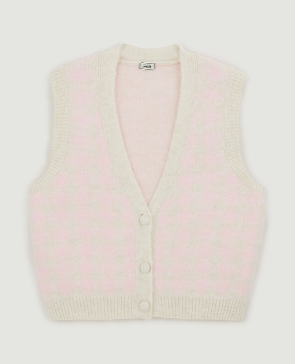 Gilet sans manches à carreaux rose clair - Pimkie
