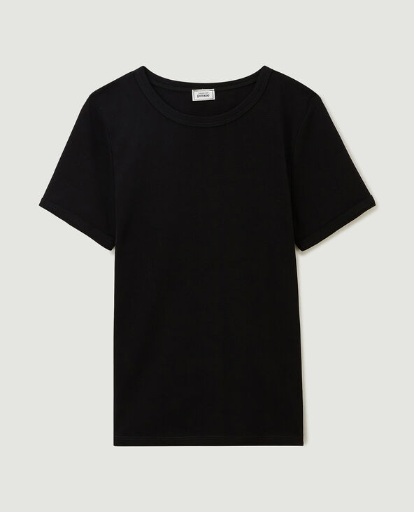 T-shirt col rond noir - Pimkie