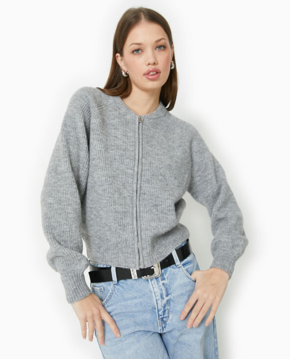Gilet zippé en maille gris chiné - Pimkie