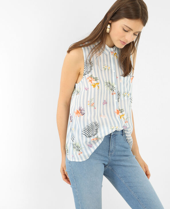 Chemise imprimée dos fendu bleu clair - Pimkie