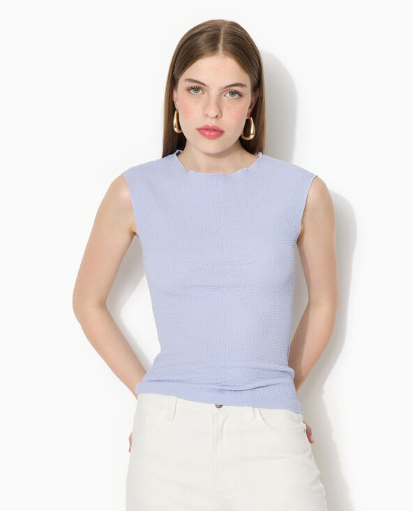 Top sans manches en tissu reliefé bleu - Pimkie