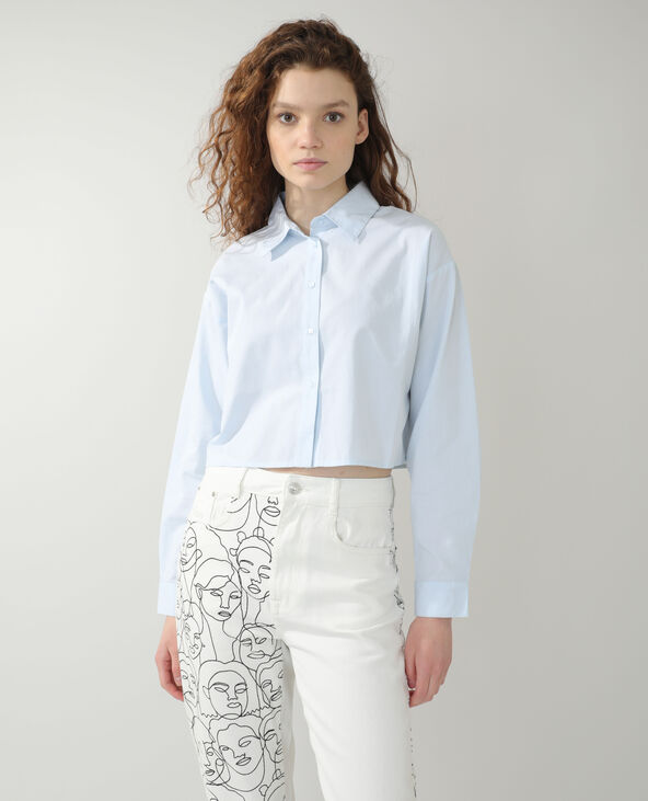 Chemise courte bleu turquoise - Pimkie