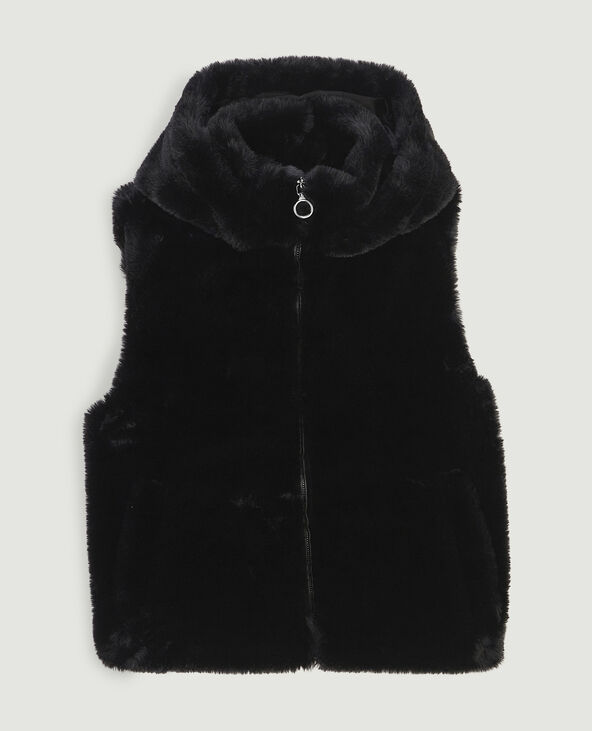 Veste sans manches fausse fourrure