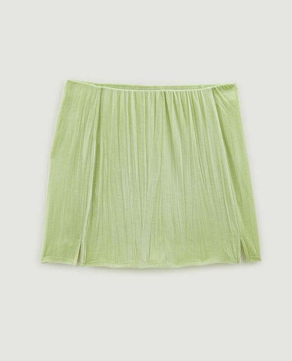 Jupe courte en velours jaune fluo - Pimkie