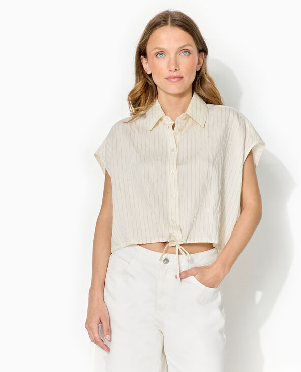 Chemise courte sans manches avec fines rayures écru - Pimkie