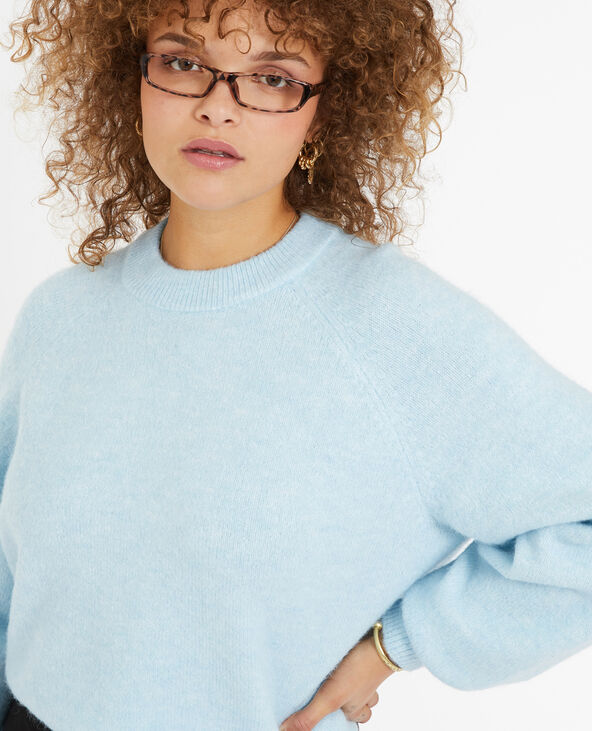 Pull col rond avec laine bleu clair - Pimkie