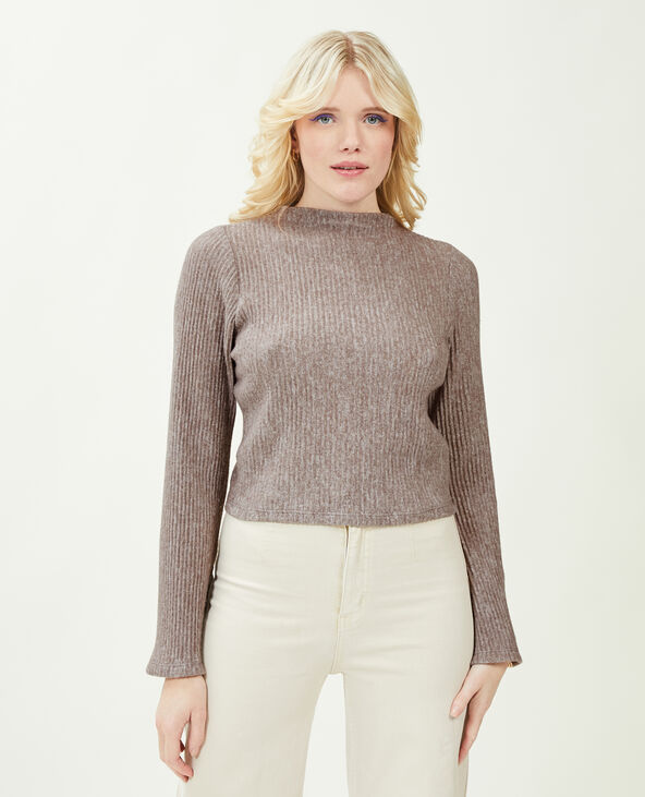 Top manches flare maille plissée marron - Pimkie