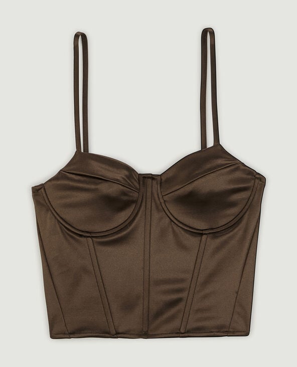 Brassière corset en satin marron - Pimkie