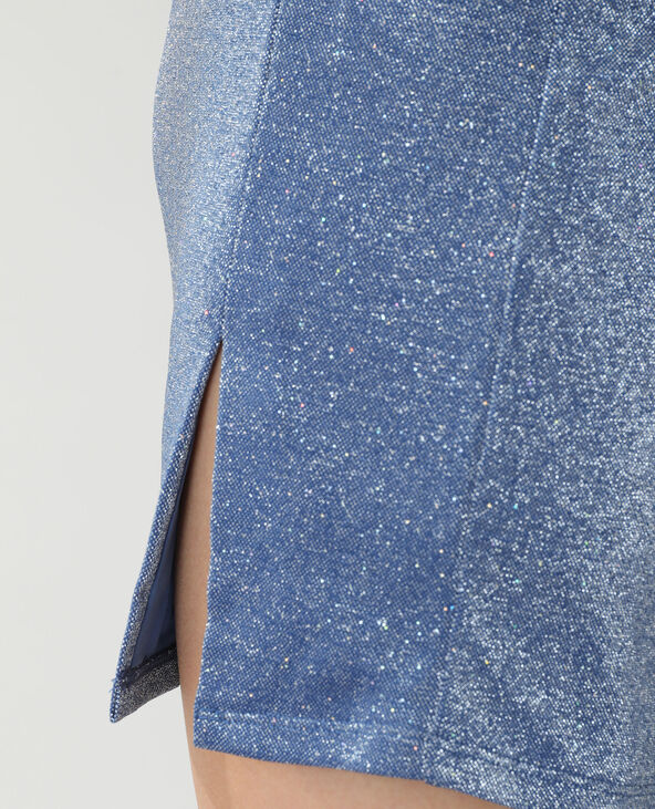 Jupe courte paillettée bleu foncé - Pimkie