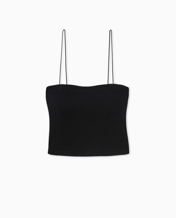 Brassière en maille côtelée avec fines bretelles noir - Pimkie