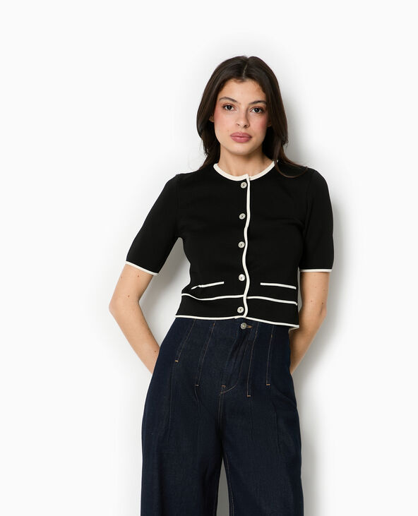 Gilet manches courtes détails contrastés noir - Pimkie