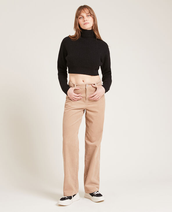 Pull cropped col roulé noir - Pimkie