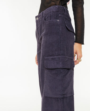 Pantalon cargo en velours grosses côtes lilas - Pimkie