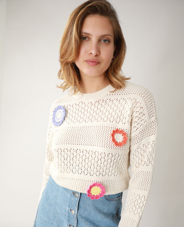 Pull en crochet blanc - Pimkie