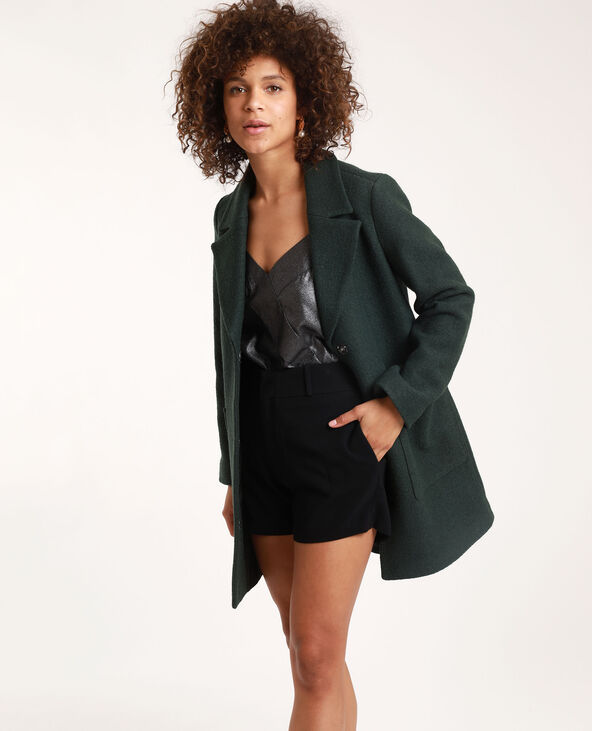 Manteau drap de laine vert foncé - Pimkie