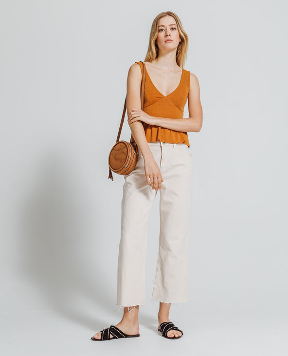 Crop top à volant camel - Pimkie