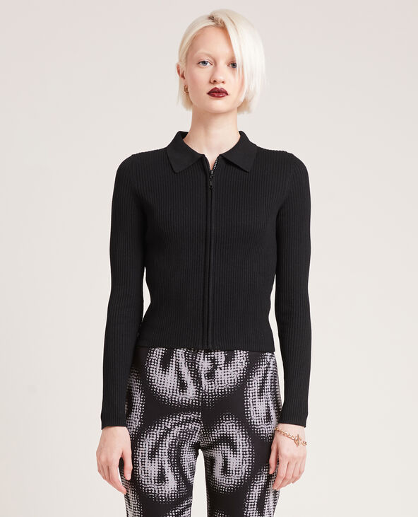 Gilet à col en pointes noir - Pimkie
