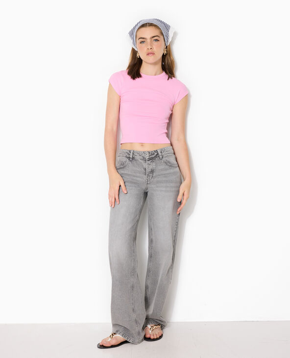 T-shirt ajusté manches raccourcies rose - Pimkie