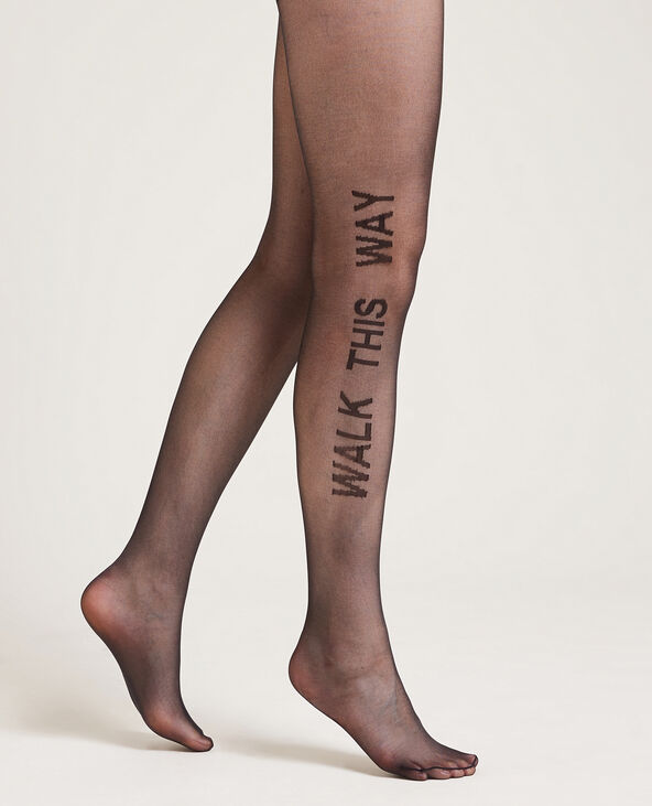 Collants avec inscriptions noir - Pimkie