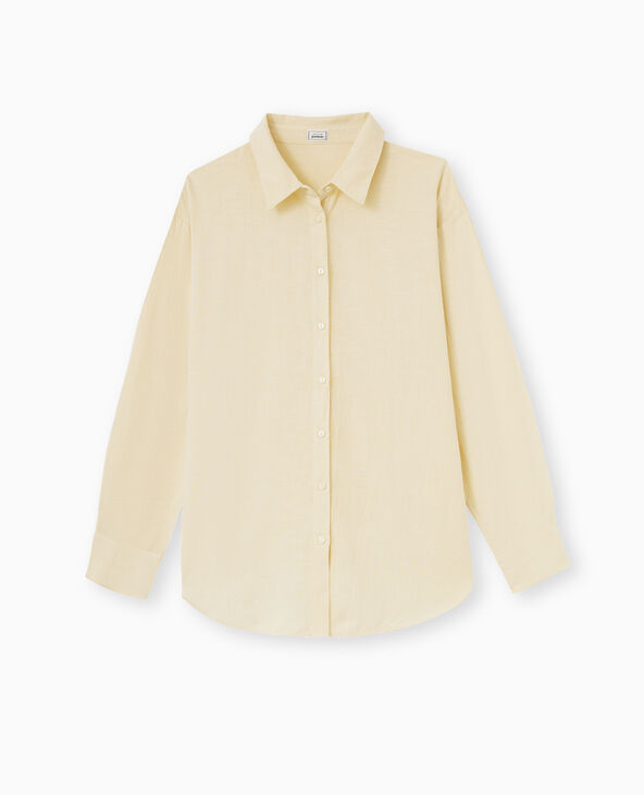 Chemise oversize unie beige - Pimkie