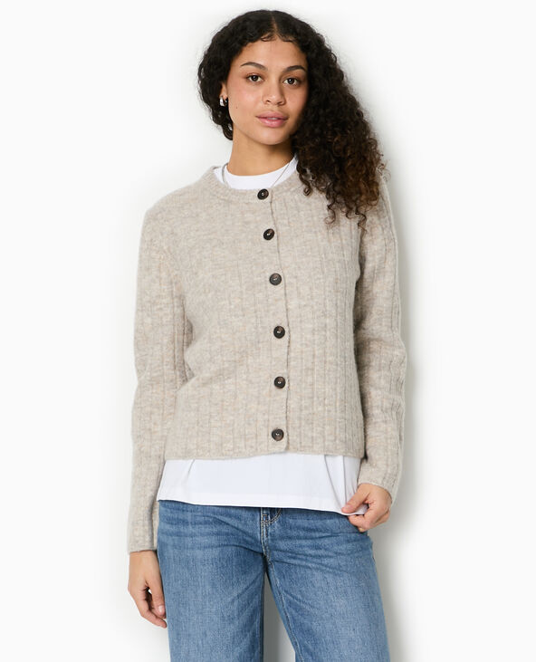 Gilet en maille côtes plates beige - Pimkie