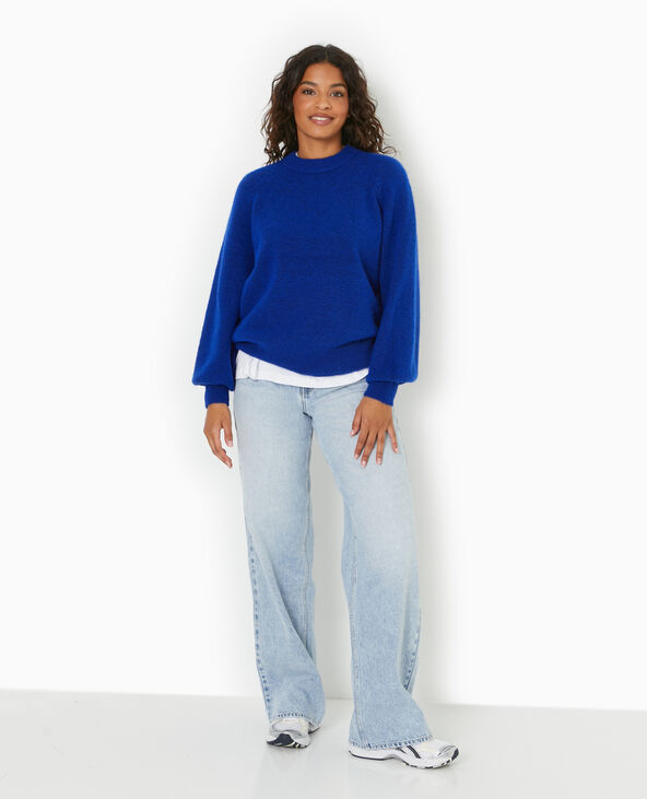 Pull oversize col rond manches raglan bleu électrique - Pimkie