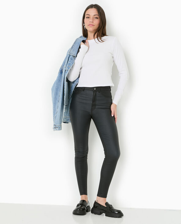 Jean skinny enduit effet cuir noir - Pimkie