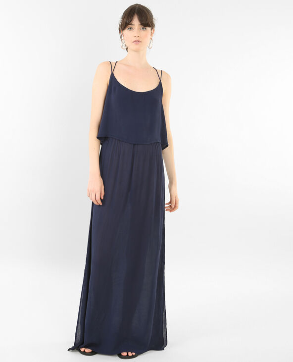 Robe longue dos croisé bleu marine - Pimkie