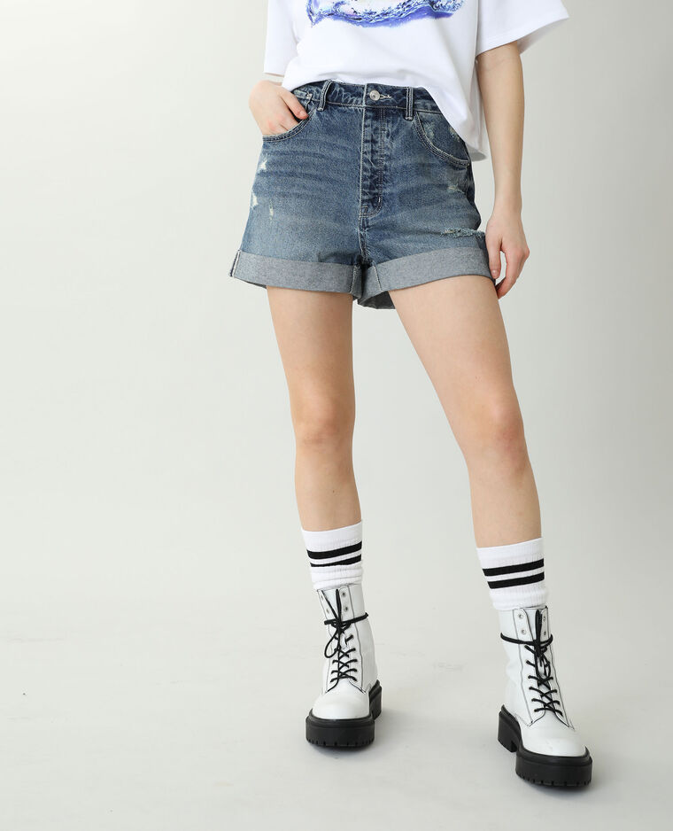 Short en jean high waist bleu - Pimkie
