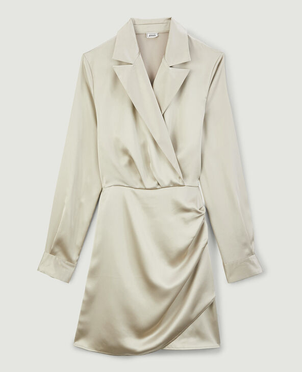 Robe courte cache-cœur en satin blanc - Pimkie