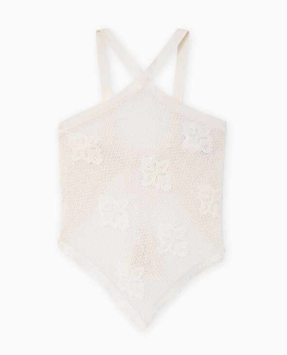 Top foulard en maille crochet ajourée blanc - Pimkie
