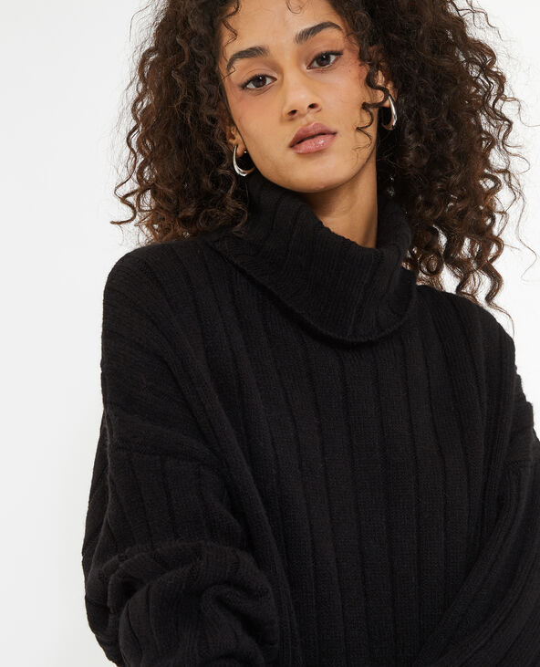 Pull oversize en maille côtes plates noir - Pimkie