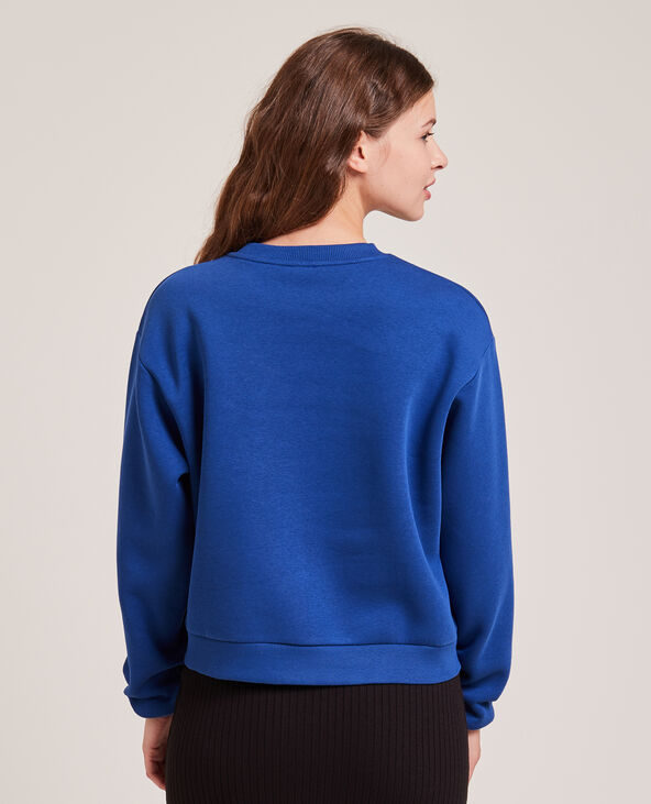 Sweat col rond avec flocage bleu foncé - Pimkie