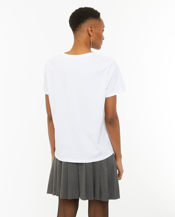 T-shirt oversize col V blanc - Pimkie