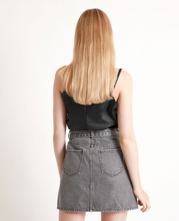 Top effet faux cuir noir - Pimkie