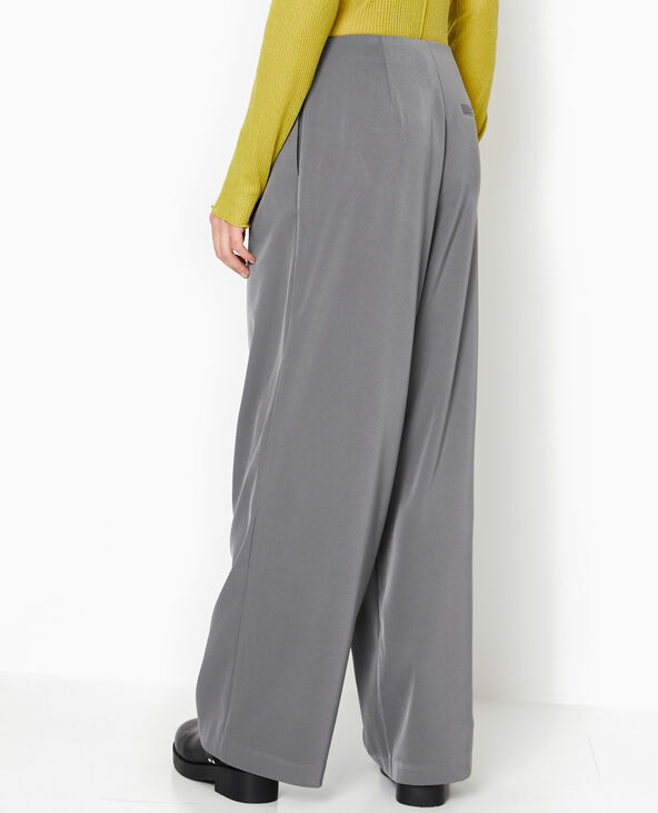 Pantalon large taille basse avec pinces gris - Pimkie