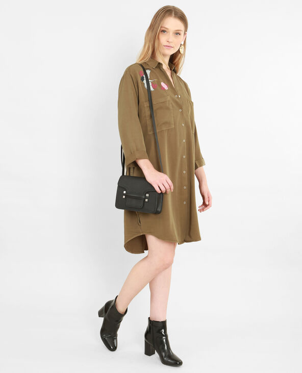 Robe chemise brodée taupe - Pimkie