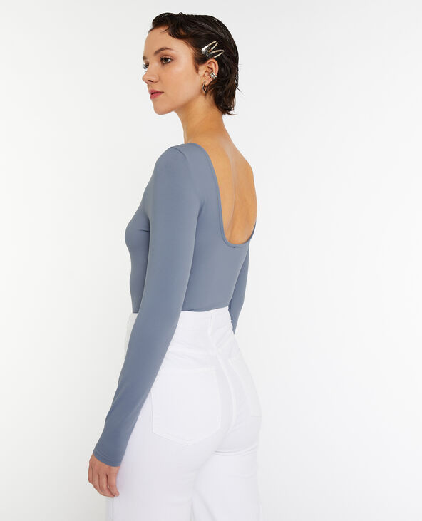 Body manches longues dos décolleté bleu - Pimkie