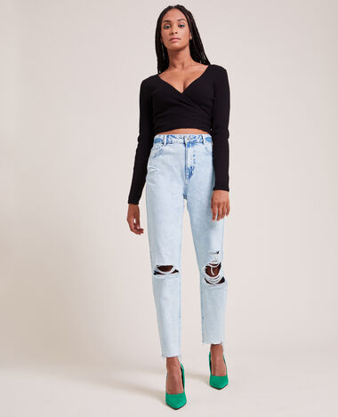 Jean mom trashé bleu clair - Pimkie