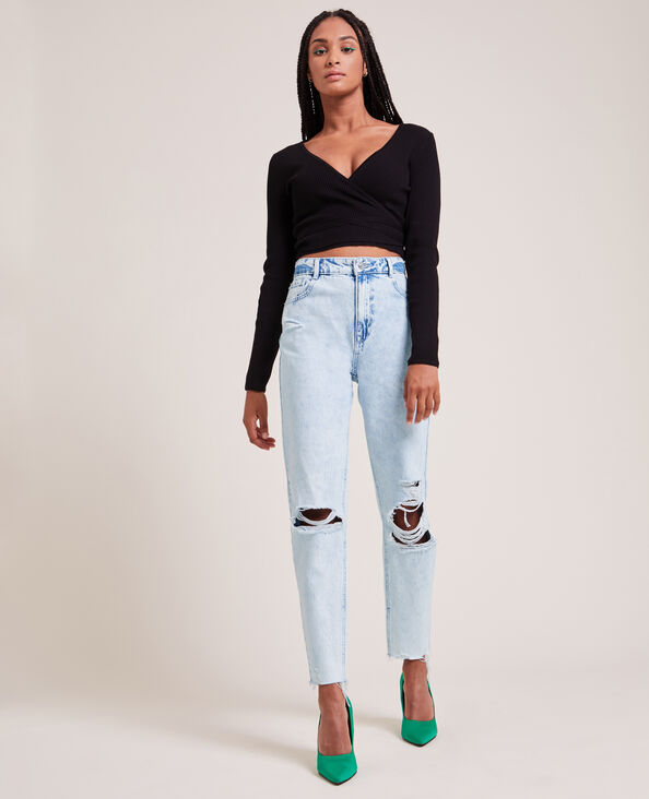 Jean mom trashé bleu clair - Pimkie
