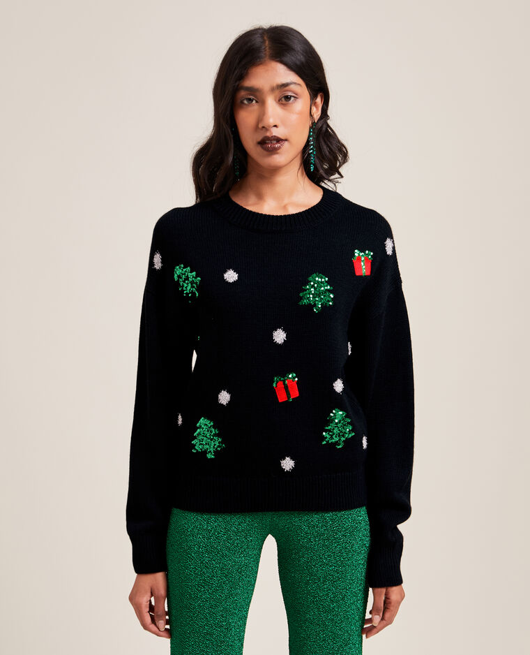 Pull de Noël sequins et lurex noir - Pimkie