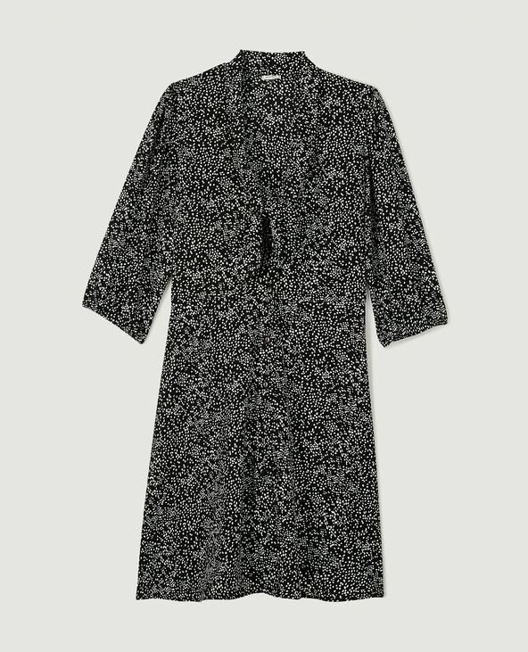 Robe évasée avec col à nouer motif taches noir - Pimkie