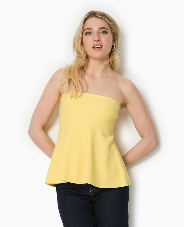 Top bustier évasé en maille jaune - Pimkie