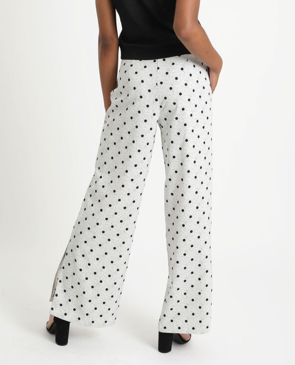 Pantalon fluide à pois blanc - Pimkie