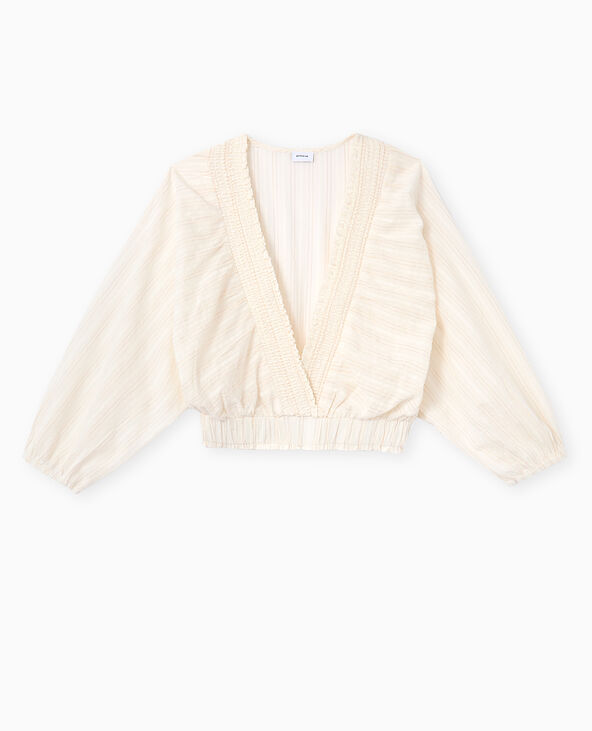 Blouse décolletée avec manches chauve-souris blanc - Pimkie