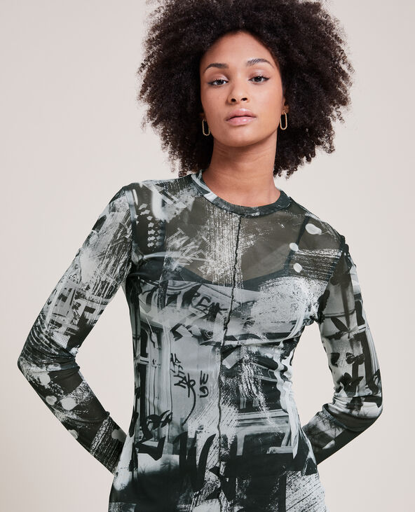 Robe courte en maille micro-mesh noir - Pimkie