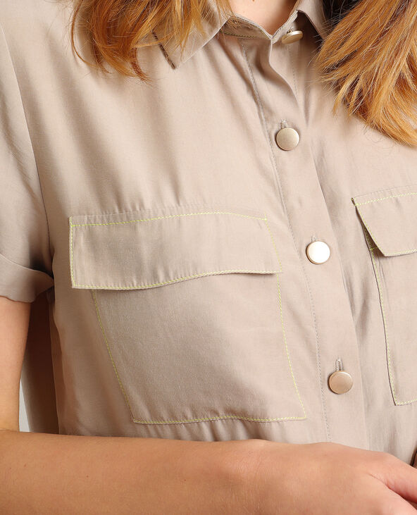 Chemise à manches courtes beige - Pimkie