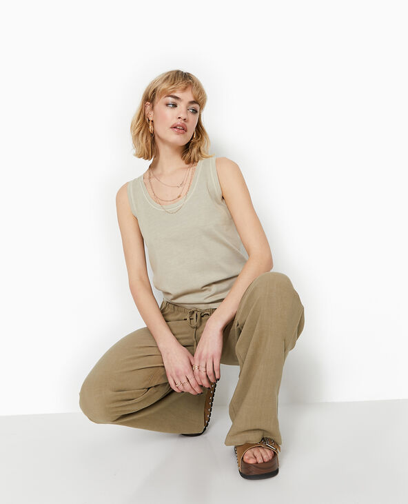 Débardeur ample avec effet acid wash beige - Pimkie